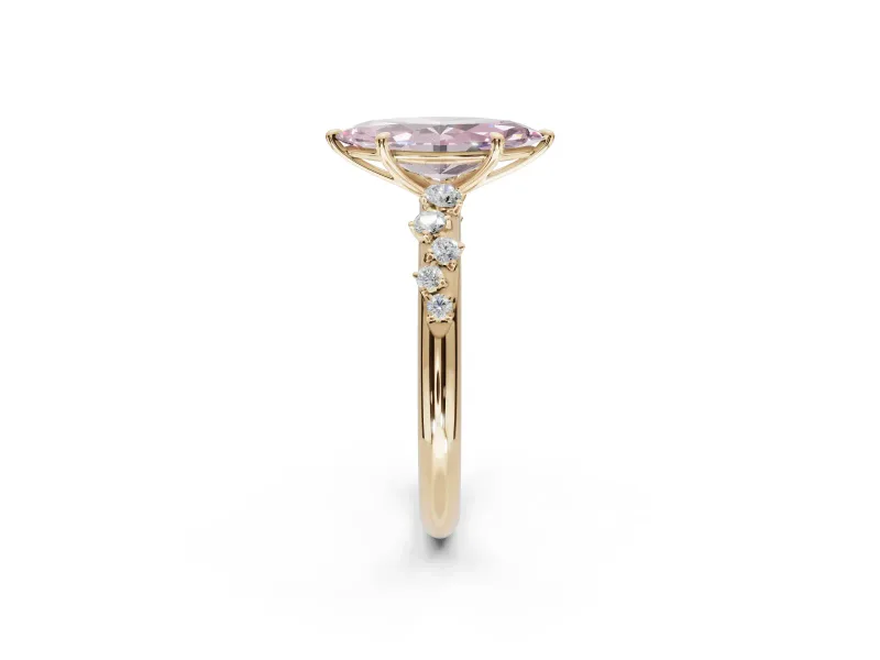 Marquise Graduated Solitaire Engagement Ring Setting for a Fancy Pink Lab-Grown Diamond | Yellow Gold