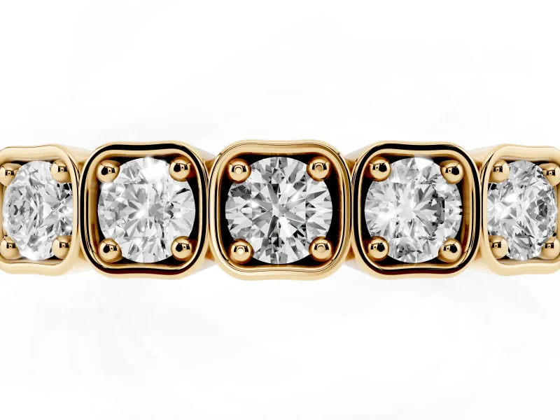 Five-Stone Round Diamond Band Set in Yellow gold with Bezel Setting