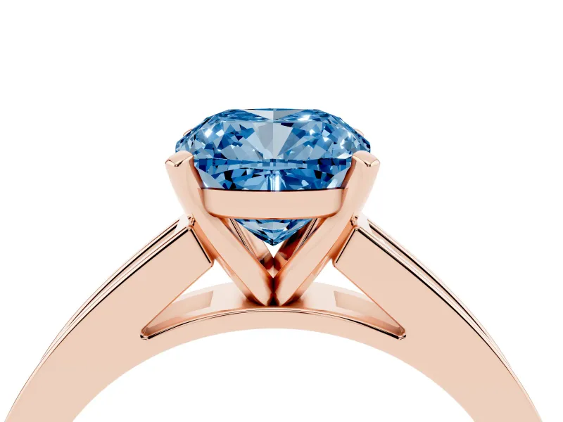 Cushion Cut Channel Engagement Ring Setting for a Fancy Blue Lab-Grown Diamond | Rose Gold