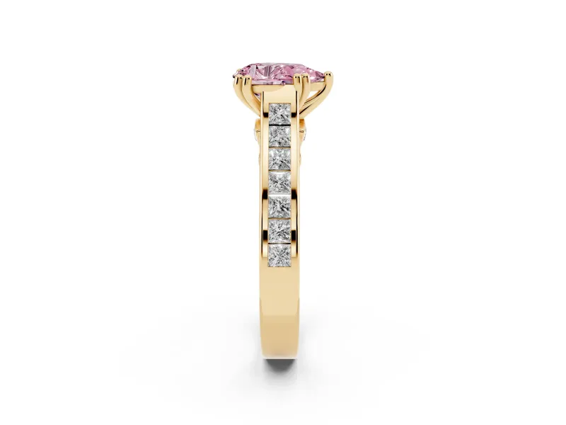 Pear-Shaped Channel Engagement Ring Setting for a Fancy Pink Lab-Grown Diamond | Yellow Gold - Design NV-24671
