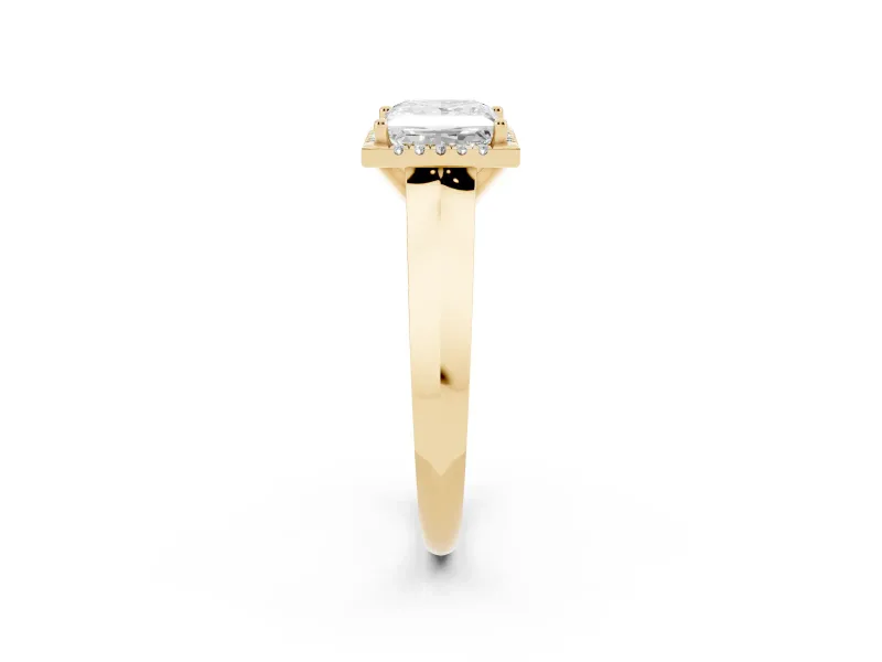 Princess Cut Halo Engagement Ring Setting | Knife-Edge Band | Yellow Gold