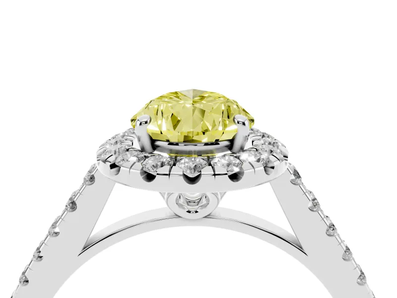 Pear-Shaped Raised Halo Engagement Ring Setting for a Fancy Yellow Lab-Grown Diamond | Platinum