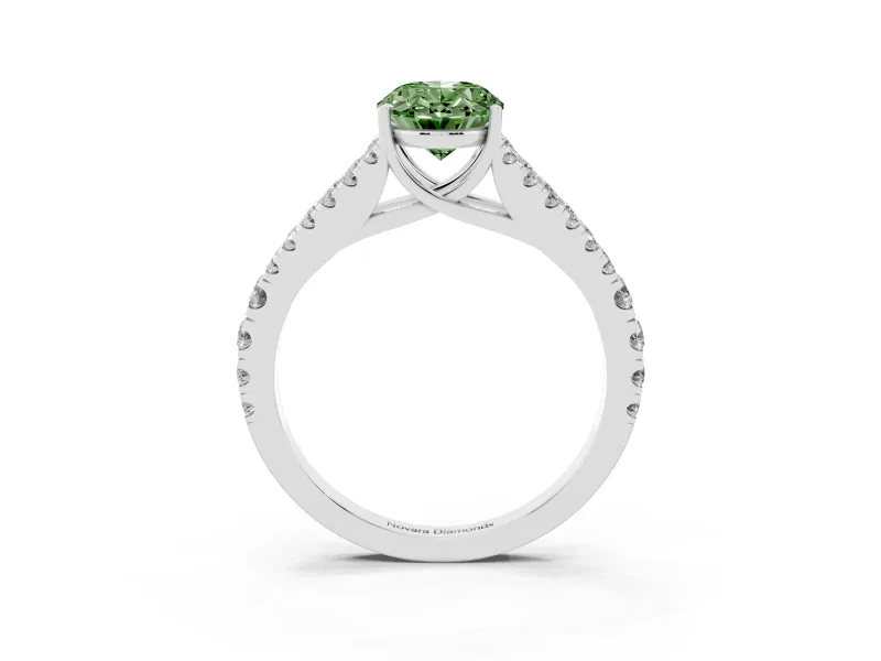 Oval Graduated Split Shank Engagement Ring Setting for a Fancy Green Lab-Grown Diamond | Platinum