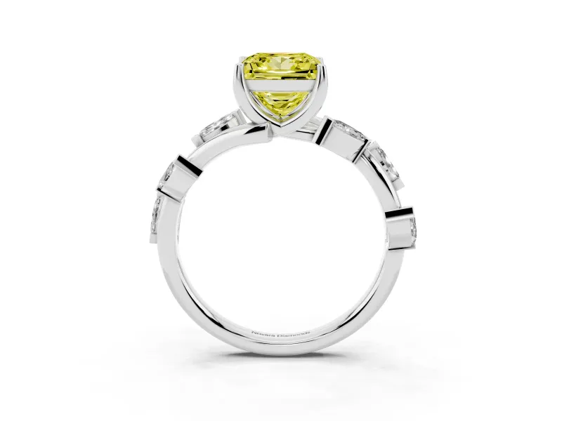 Princess Cut Twisted Vine Engagement Ring Setting for a Fancy Yellow Lab-Grown Diamond | Platinum