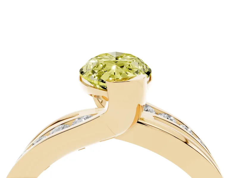 Marquise Graduated Bypass Engagement Ring Setting for a Fancy Yellow Lab-Grown Diamond | Yellow Gold