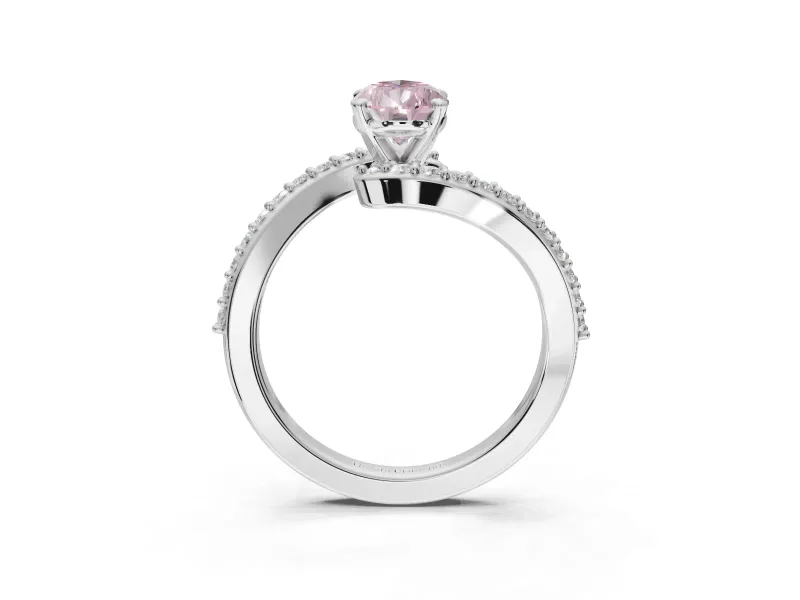 Pear-Shaped Bypass Pavé Engagement Ring Setting for a Fancy Pink Lab-Grown Diamond | Sterling Silver