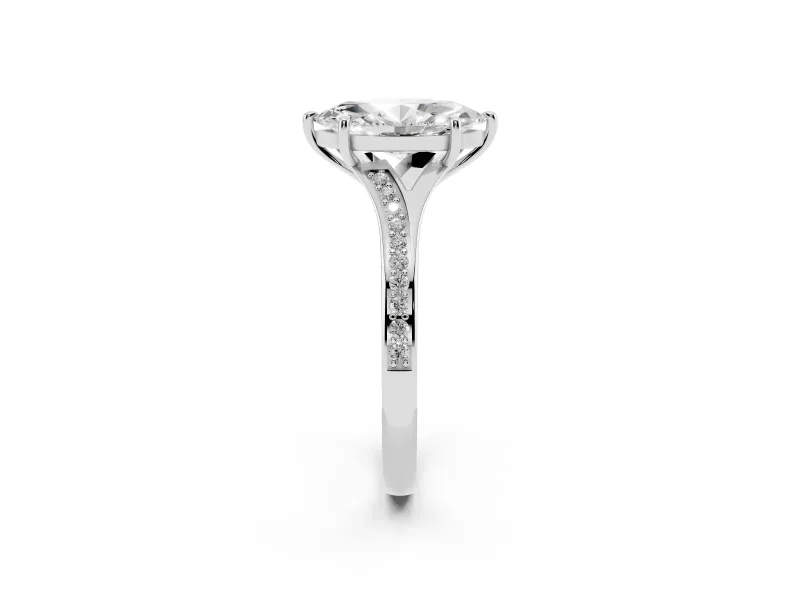 Marquise Pave Solitaire Engagement Ring Setting | Sweeping Shoulders | Sterling Silver
