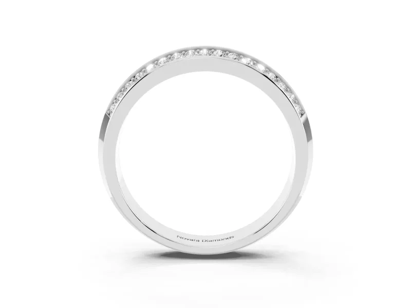 Round Lab-Grown Diamond Double Row Pavé Knife Edge Wedding Band | Raised Divider | Platinum