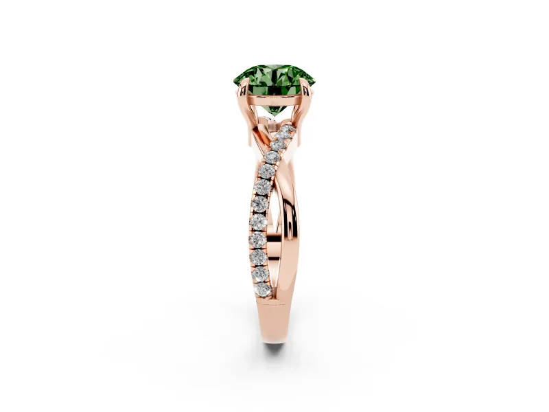 Round Twist Engagement Ring Setting for a Fancy Green Lab-Grown Diamond | Crossover Band | Rose Gold