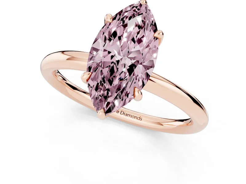 Marquise Hidden Halo Ring Setting for a Fancy Pink Lab-Grown Diamond | Rose Gold