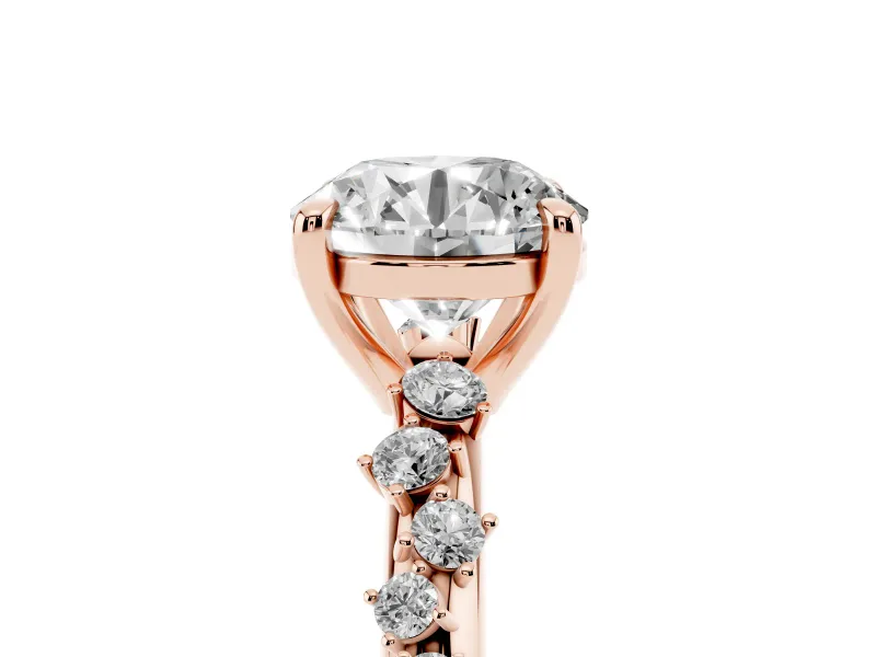 Round Graduated Accent Engagement Ring Setting | Scattered Shoulders | Rose Gold