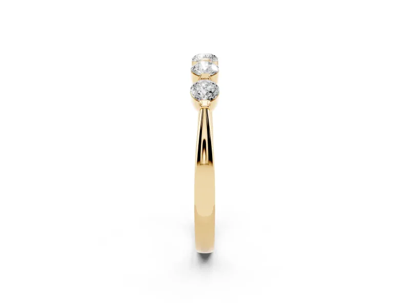 Five-Stone Round Diamond Half Eternity Bridal Band Set in Yellow gold with Prong-Set Stones