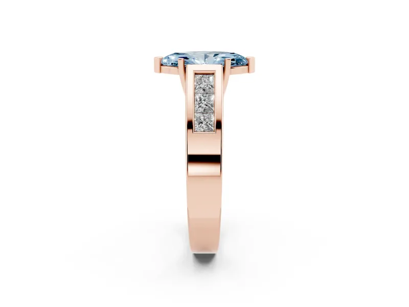 Marquise Channel-Set Engagement Ring Setting for a Fancy Blue Lab-Grown Diamond | Rose Gold