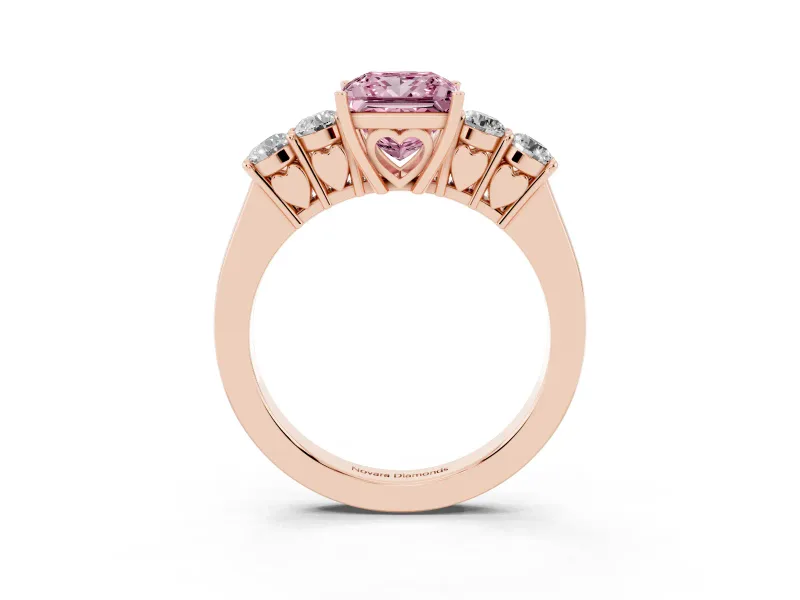 Princess Cut 5 Stone Engagement Ring Setting for a Fancy Pink Lab-Grown Diamond | Rose Gold
