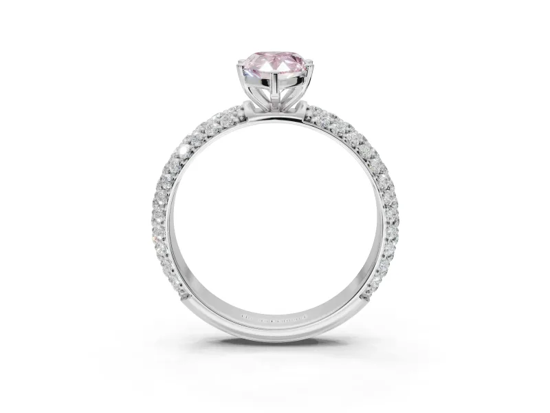Pear-Shaped Domed Pavé Engagement Ring Setting for a Fancy Pink Lab-Grown Diamond | Platinum