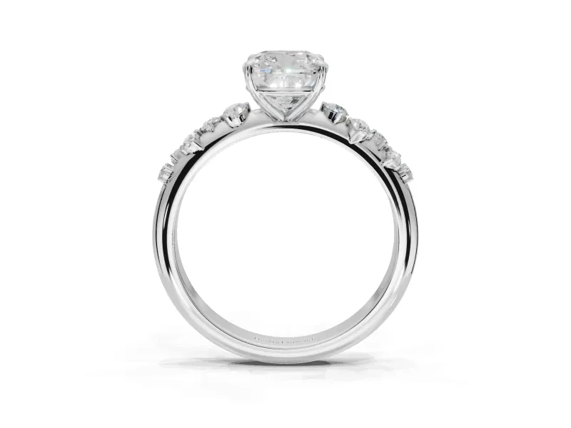 Cushion Cut Solitaire Engagement Ring Setting | Graduated Scattered Accents | Platinum