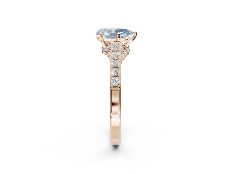 Pear-Shaped Pavé Solitaire Engagement Ring Setting for a Fancy Blue Lab-Grown Diamond | Crossover Gallery | Rose Gold