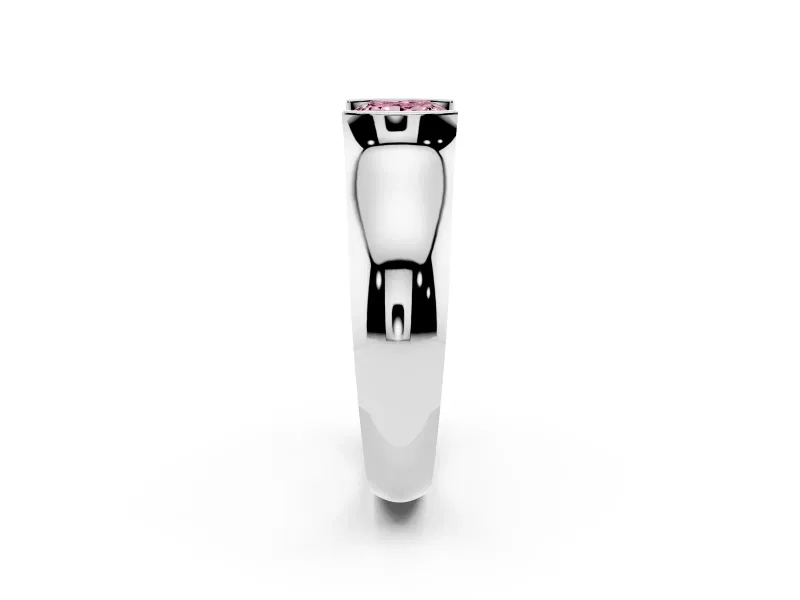 Princess Cut Half Bezel Engagement Ring Setting for a Fancy Pink Lab-Grown Diamond | Wide Band | Sterling Silver