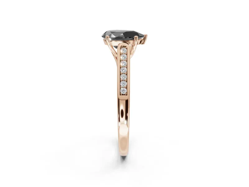 Pear-Shaped Cathedral Solitaire Engagement Ring Setting for a Black Center | Rose Gold