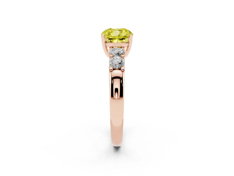 Cushion Cut Five Stone Engagement Ring Setting for a Fancy Yellow Lab-Grown Diamond | Rose Gold