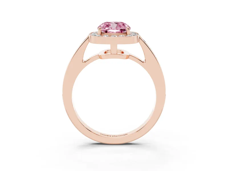 Cushion Cut Framed Halo Engagement Ring Setting for a Fancy Pink Lab-Grown Diamond | Rose Gold