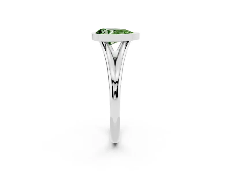 Pear-Shaped Bezel Engagement Ring Setting for a Fancy Green Lab-Grown Diamond | Platinum