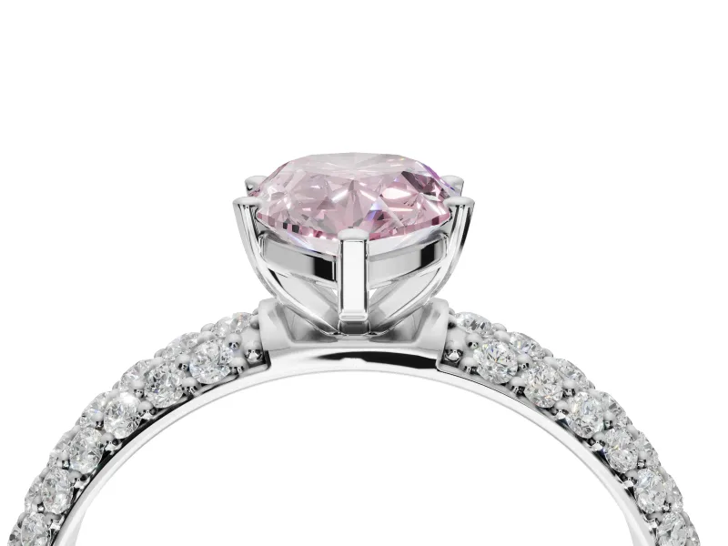 Pear-Shaped Domed Pavé Engagement Ring Setting for a Fancy Pink Lab-Grown Diamond | Platinum