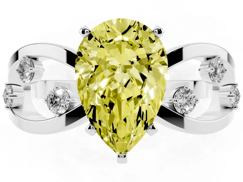 Pear-Shaped Loop Engagement Ring Setting for a Fancy Yellow Lab-Grown Diamond | Platinum