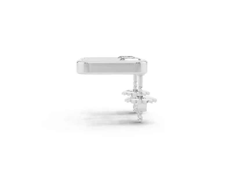 Emerald Cut Lab-Grown Diamond East-West Open Frame Stud Earrings | Polished Frame | Platinum