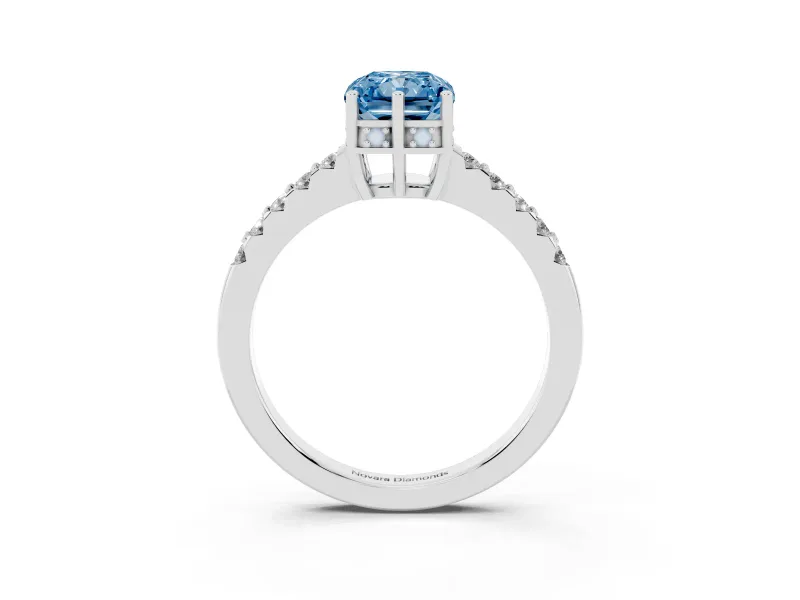 Radiant Cut Engagement Ring Setting for a Fancy Blue Lab-Grown Diamond | Platinum - Design NV-24649