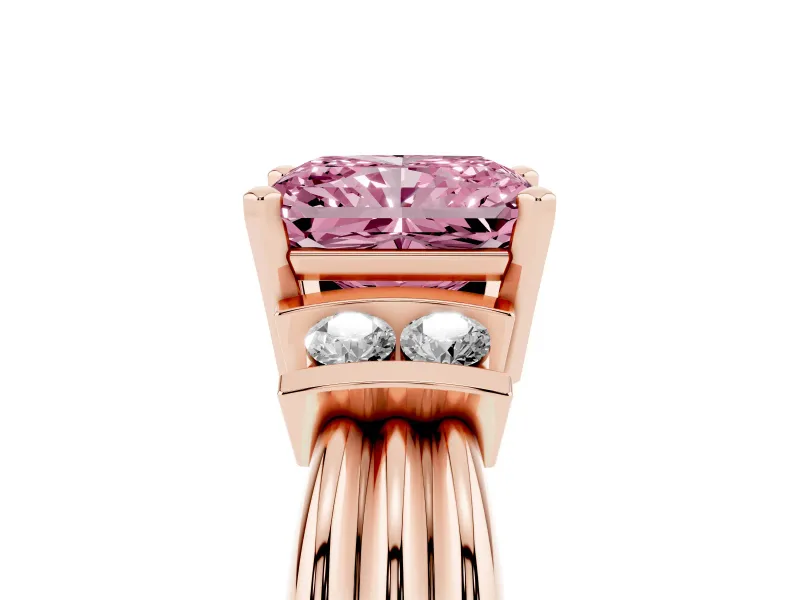Radiant Cut Bar-Set Engagement Ring Setting for a Fancy Pink Lab-Grown Diamond | Rose Gold