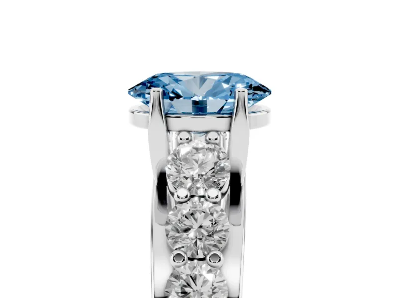 Oval Graduated Engagement Ring Setting for a Fancy Blue Lab-Grown Diamond | Platinum