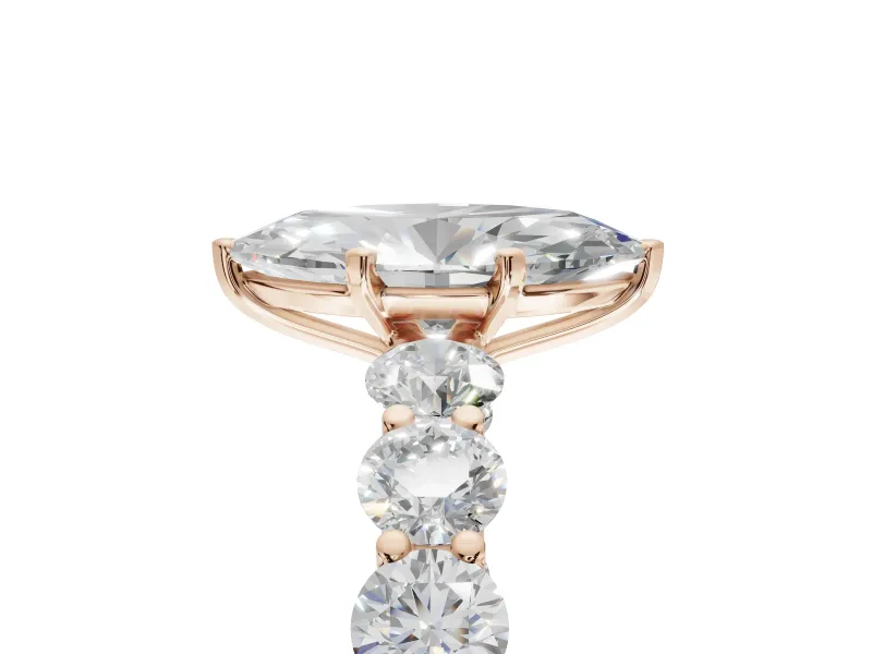 Marquise Side Stone Engagement Ring Setting | Scalloped Prong Accents | Rose Gold