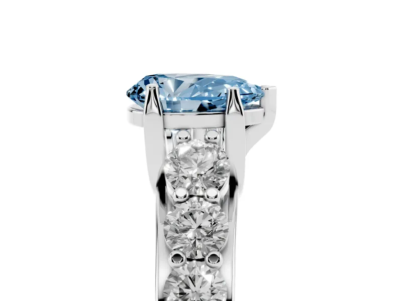 Pear-Shaped Graduated Engagement Ring Setting for a Fancy Blue Lab-Grown Diamond | White Gold