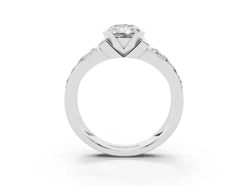 Radiant Cut Diamond Wide Channel Set Band Ring Set in Silver with Bezel Setting