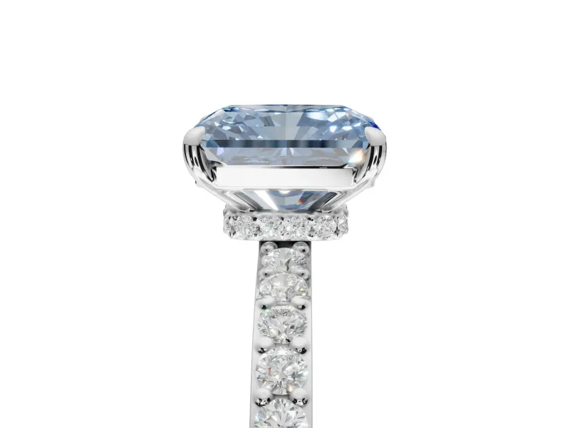 Radiant Cut Pavé Engagement Ring Setting for a Fancy Blue Lab-Grown Diamond | Sterling Silver - Design NV-24928