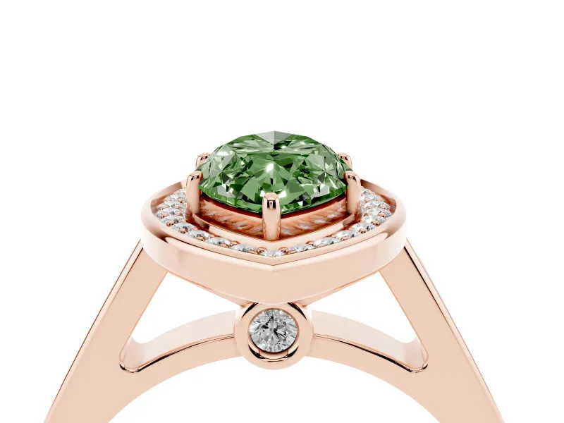 Marquise Rimmed Halo Engagement Ring Setting for a Fancy Green Lab-Grown Diamond | Rose Gold