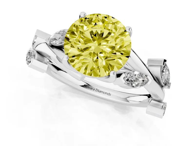 Round Twisted Vine Engagement Ring Setting for a Fancy Yellow Lab-Grown Diamond | White Gold