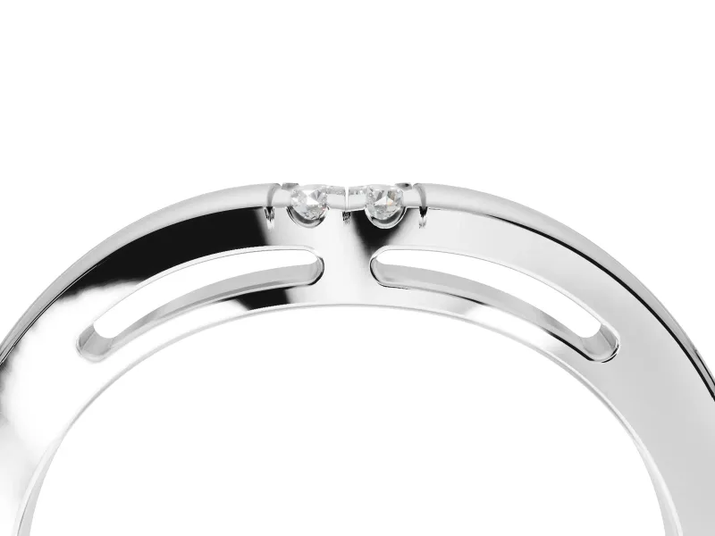 Round Lab-Grown Diamond Toi et Moi Curved Wedding Band | Side Slot Cut-Outs | Sterling Silver
