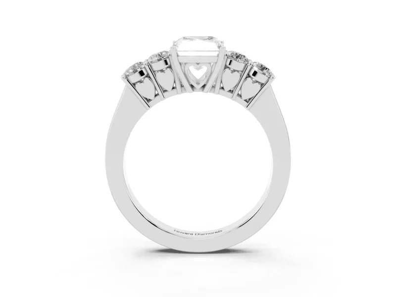 Radiant Cut Close Set Five Stone Engagement Ring Setting | Sterling Silver