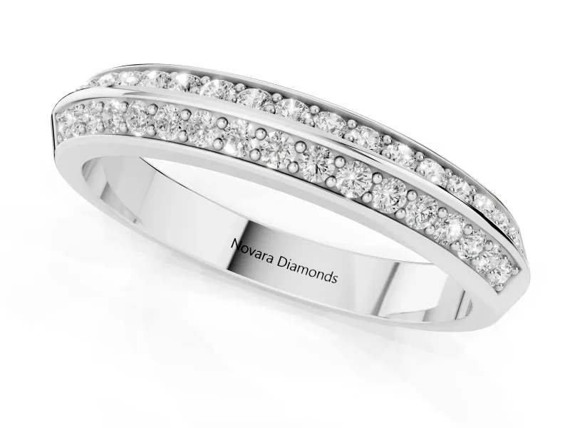Round Diamond Double Row Eternity Band Set in Platinum with Channel Setting