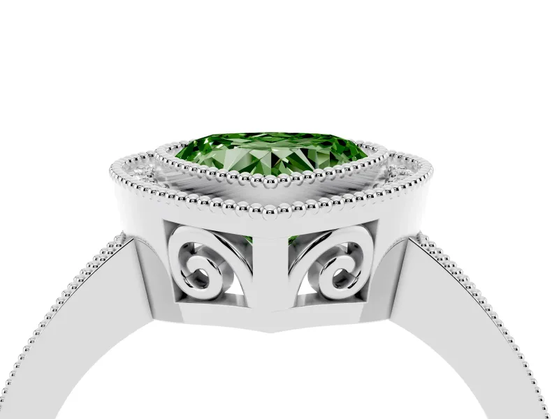 Fancy Green Heart Cut Diamond Round Halo Ring Set in Silver with Pavé Band
