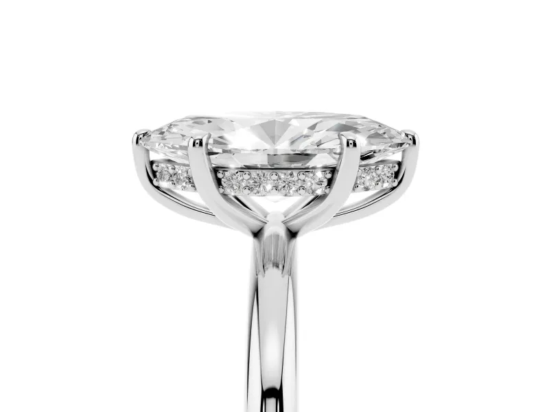 Marquise Cut Diamond Solitaire Ring Set in Silver with Thin Band and Prong Setting