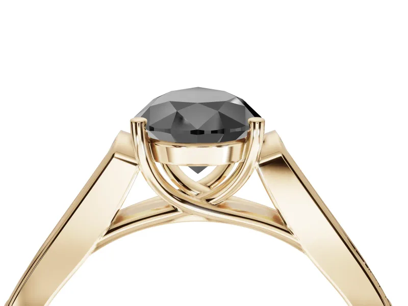 Pear-Shaped Cathedral Solitaire Engagement Ring Setting for a Black Center | Yellow Gold