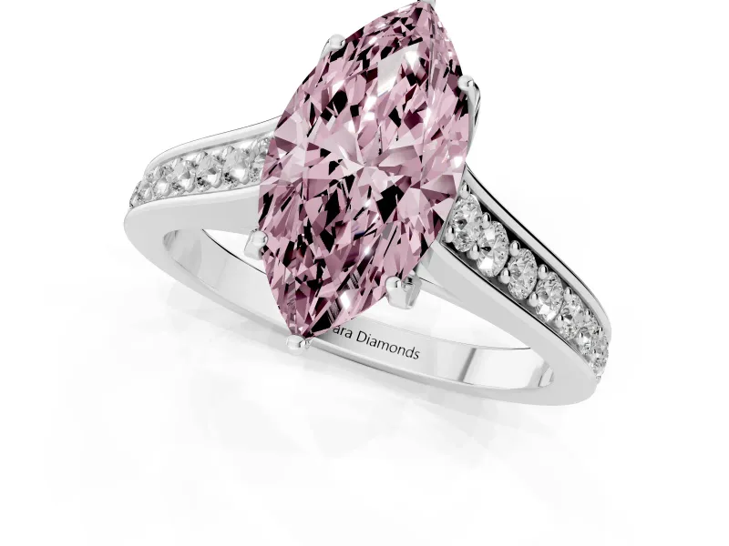 Marquise Graduated Pavé Engagement Ring Setting for a Fancy Pink Lab-Grown Diamond | Platinum