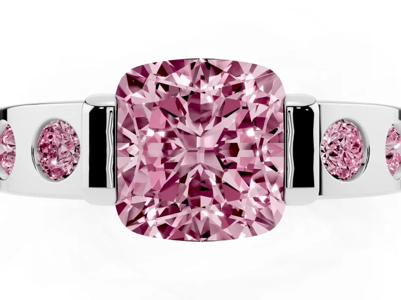 Cushion Cut Tension Style Engagement Ring Setting for a Fancy Pink Lab-Grown Diamond | White Gold