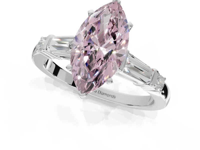 Marquise Tapered Baguette Engagement Ring Setting for a Fancy Pink Lab-Grown Diamond | Platinum
