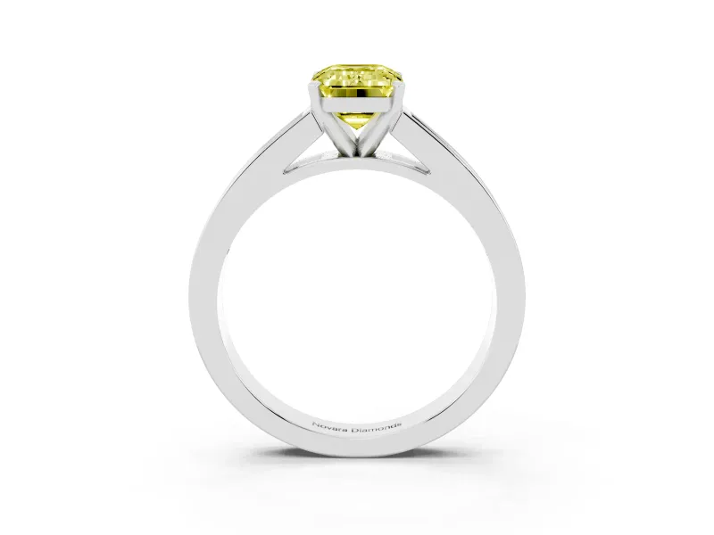 Emerald Cut Channel Engagement Ring Setting for a Fancy Yellow Lab-Grown Diamond | Sterling Silver