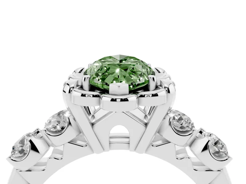 Marquise Floral Engagement Ring Setting for a Fancy Green Lab-Grown Diamond | Petal Frame | Platinum