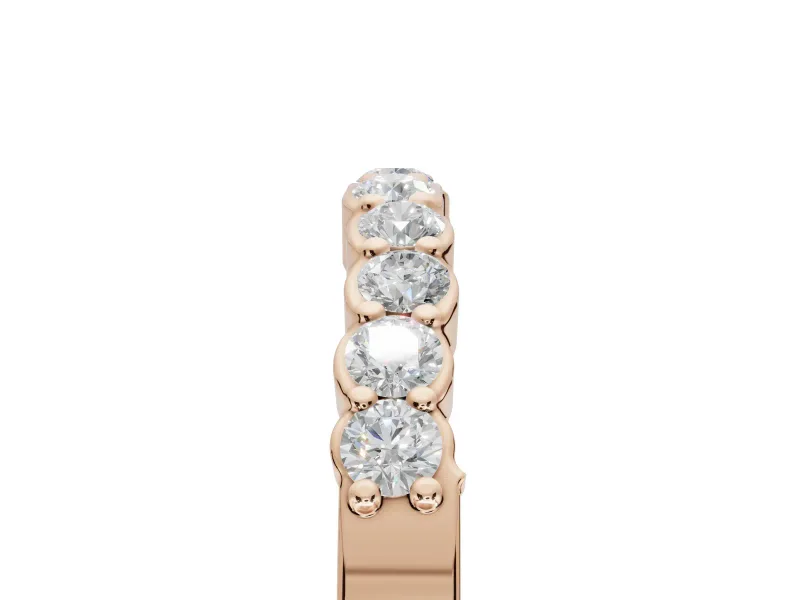 Round Lab-Grown Diamond U-Prong Set Wedding Band | Open Side Arcs | Rose Gold